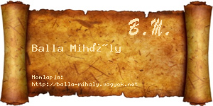 Balla Mihály névjegykártya